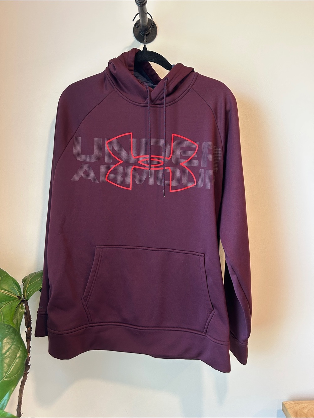 Under Armour Men's Maroon Crewneck Hoodie with Logo
